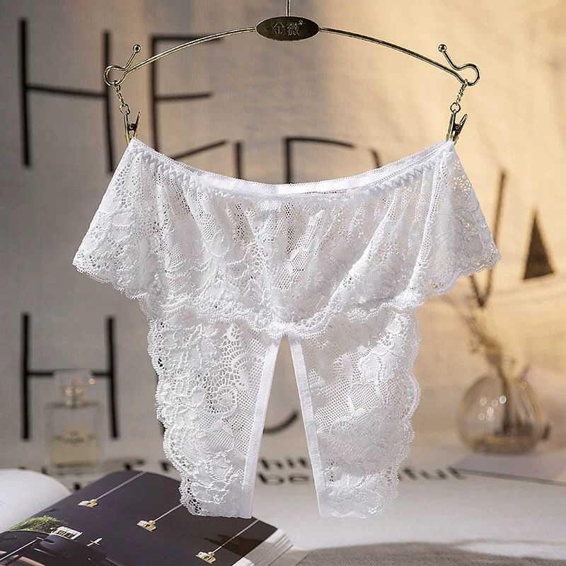 Plus Size Sexy Lace Underwear Woman G string Open Crotch Transparent ...