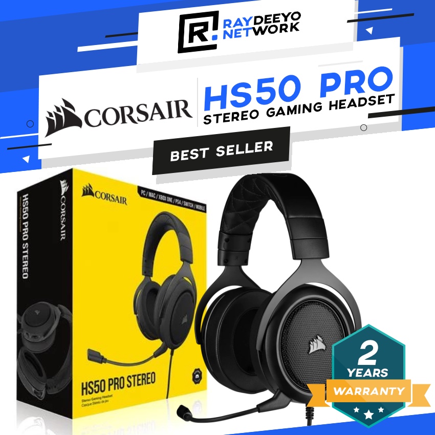 CORSAIR HS50 Pro Carbon Blue Green Stereo Gaming Headset