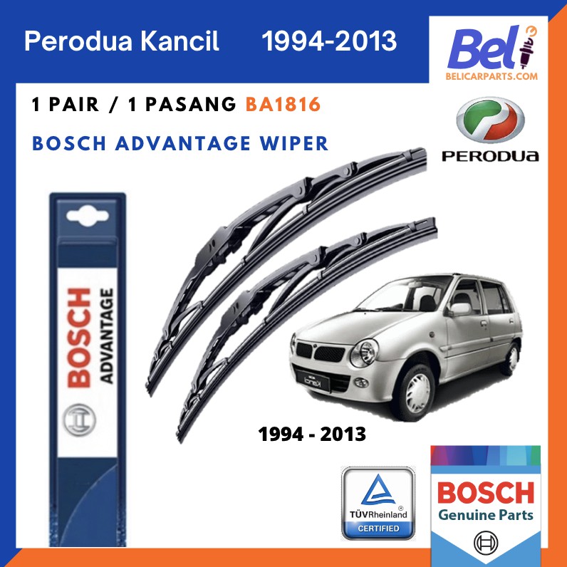 Perodua Kancil Wiper 942013 Windshield Wiper Blade 18" / 16" Bosch Advantage BA1816(Size 18