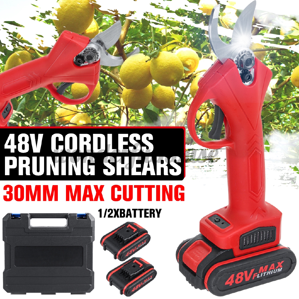48V Cordless Electric Pruning Shears Secateur Branch Cutter Scissor ...
