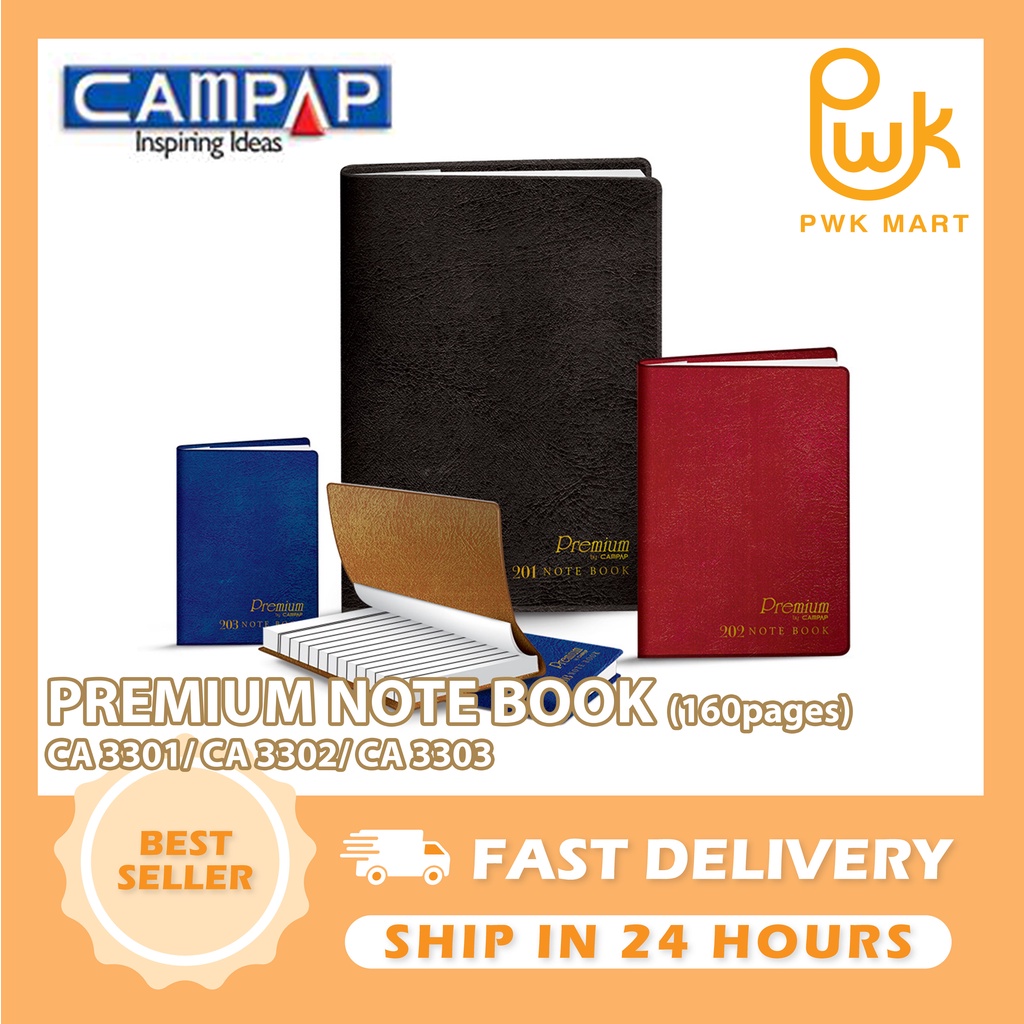CAMPAP PREMIUM NOTE BOOK 160PAGES CA3301 | CA3302 | CA3303 （random ...