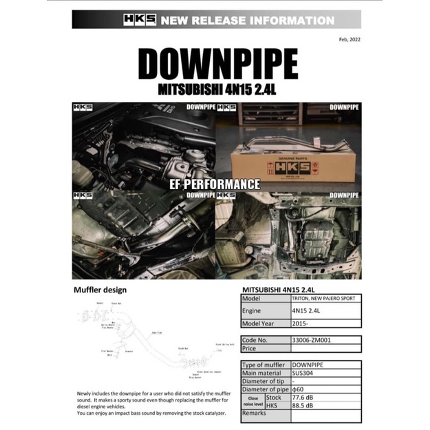 HKS LEGAMAX TRITON DOWN PIPE HILUX REVO / 2GDFTV 2.4L 1GDFTV 2.8L 4X4 EXHAUST TOYOTA MUFFLER