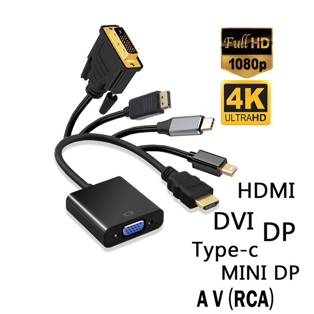 4K 1080P Extender Adapter Converte MINI DP to VGA / HDMI to VGA / Type
