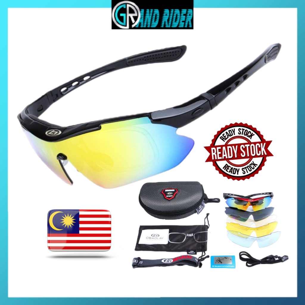 2024 New Polarized Sports Men Sunglasses 5 in 1 Sun Glass Spectacles Road Cycling  Bike Sport Running Fishing Outdoor OBAOLAY (PREMIUM)