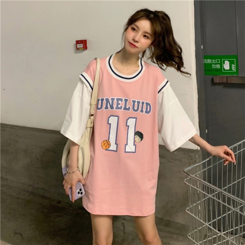 【Ready Stock】Women's Fashion Cotton Sports Jersey Tops Harajuku Oversized New Basketball Short