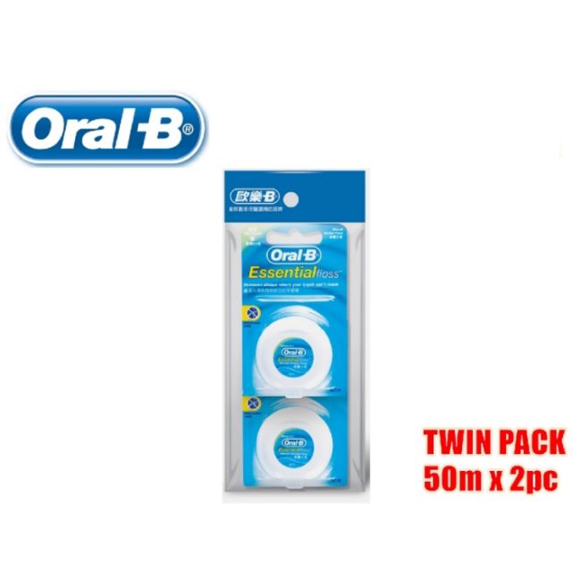 Oral-B Essential Floss Mint Dental Floss 50m X 2pcs ( Twin Pack ...