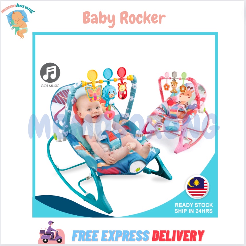Baby Rocker Bouncer Cradle Music with Safety Belt Kerusi Muzik Buaian ...