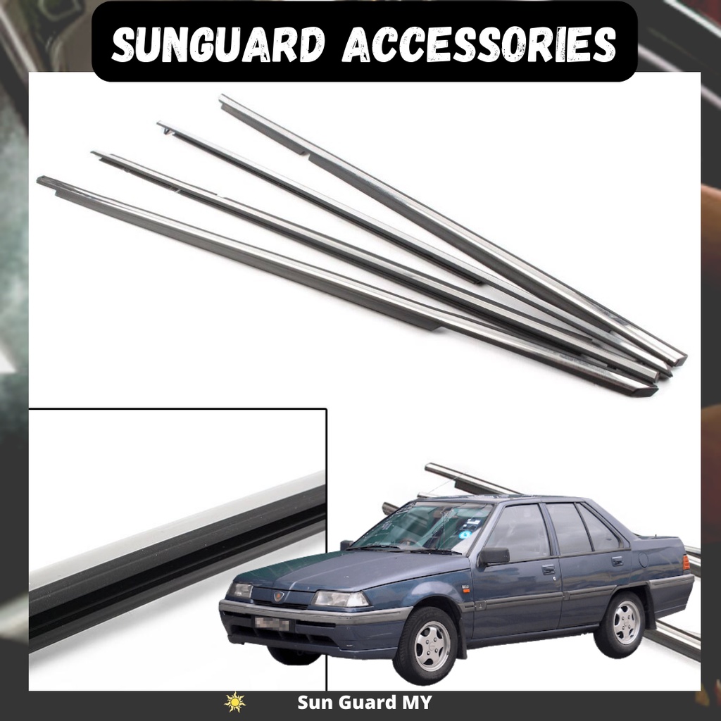 Proton Saga Iswara Window Trim Chrome Lining Door Belt Moulding 4pcs (car accessories) Shopee