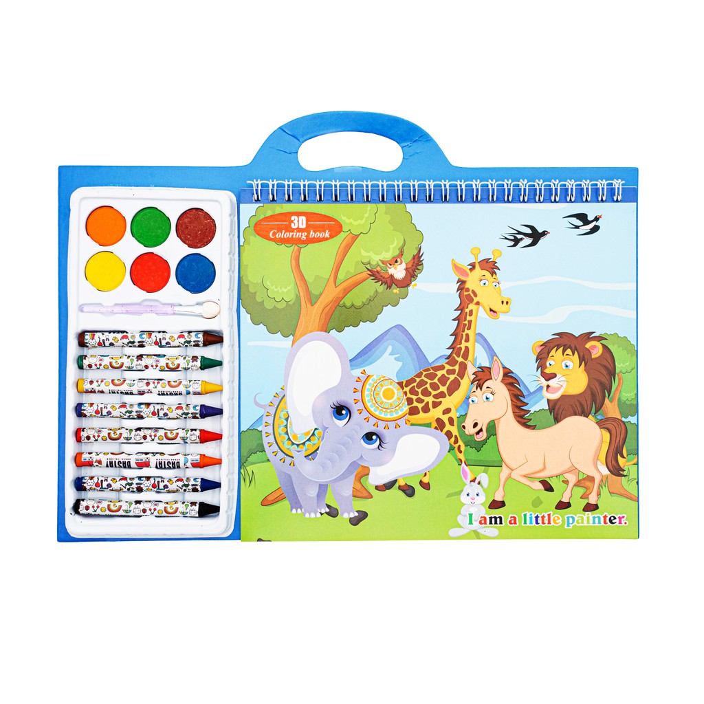 Children Colouring Book Set 3D Coloring Book For Kids Crayon Watercolor