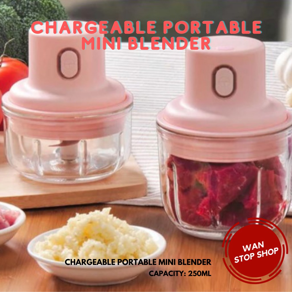 Portable Mini Blender, 250ML, USB Charging Electric Blender, Wireless Garlic Chopper Blender