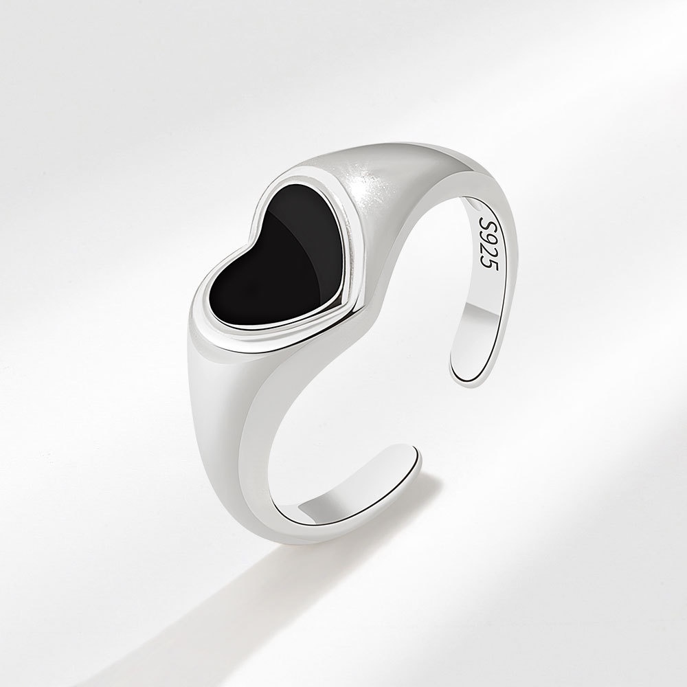 Ring Black dripping rubber love ring female Xia ins sweet cool simple ...