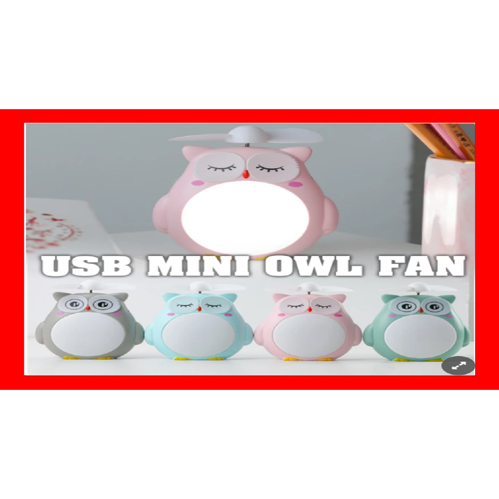 USB Mini Owl Rechargeable Fan with LED Light | Shopee Malaysia