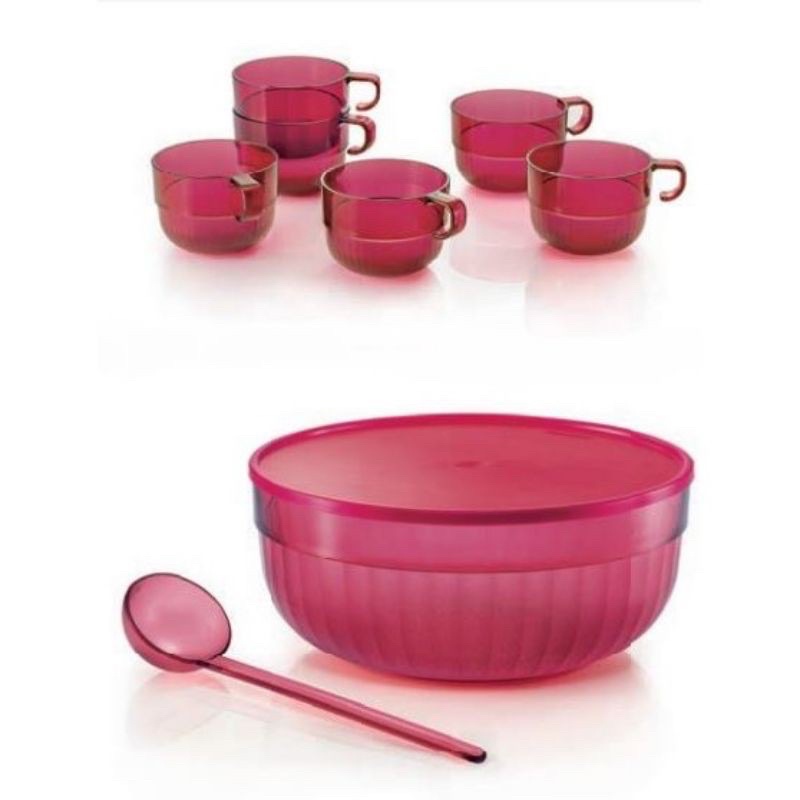 Tupperware Roza Punch Bowl 6L (1) & Cups 170ml (6) | Shopee Malaysia