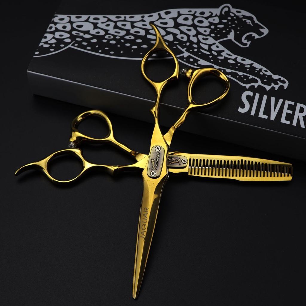 Spot 6 inch 440C German leopard hairdressing scissors golden double ...