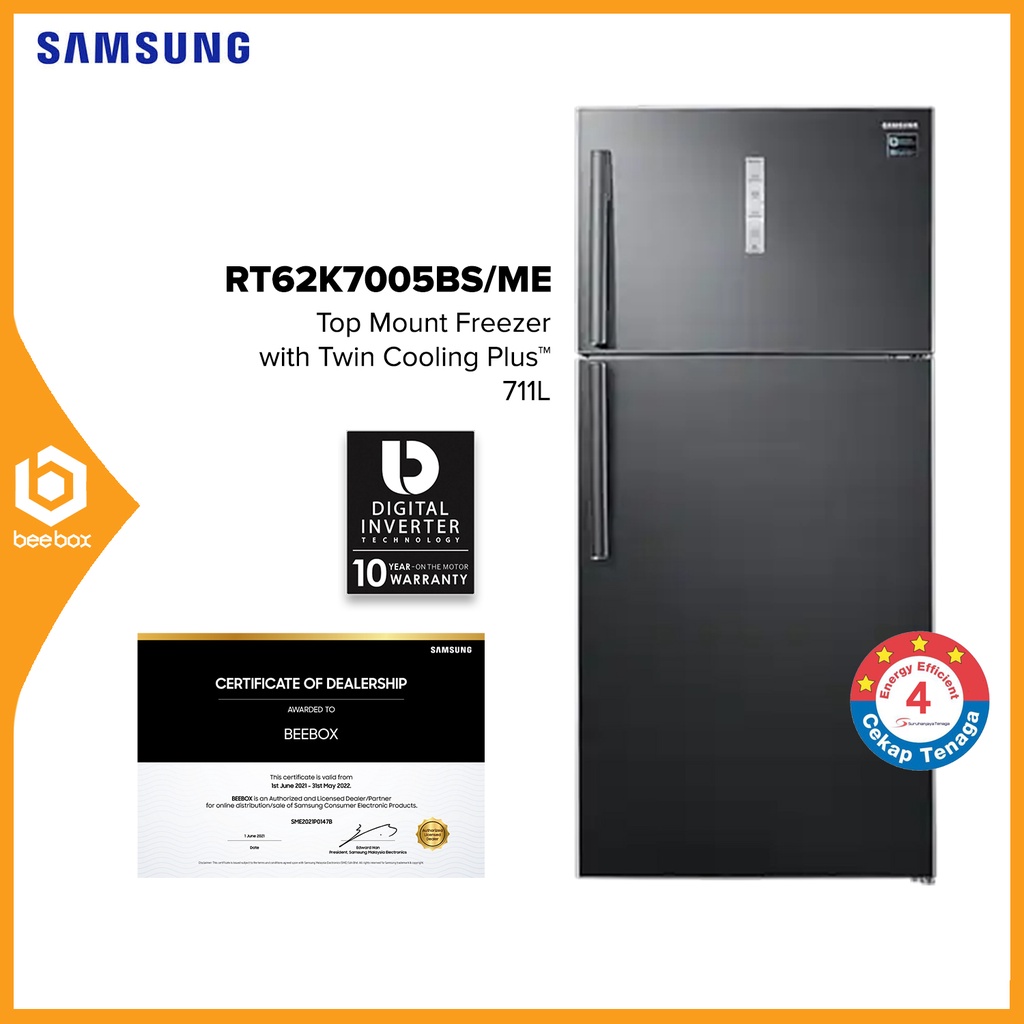Samsung RT62K7005BS/ME Top Mount Freezer with Twin Cooling Plus™ Digital Inverter Refrigerator