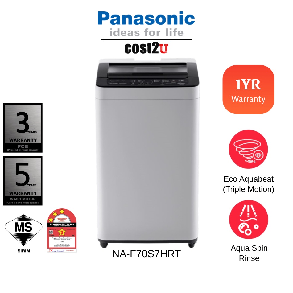 Panasonic 7KG Top Load Washing Machine NAF70S7HRT NAF70S7 (Mesin