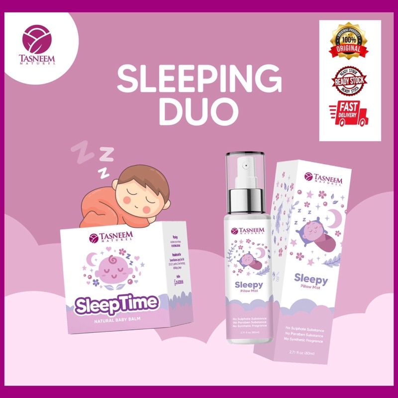 SPRAY SLEEPY PILLOW MIST & SLEEPTIME BALM BY TASNEEM NAUTERL (Set Tidur