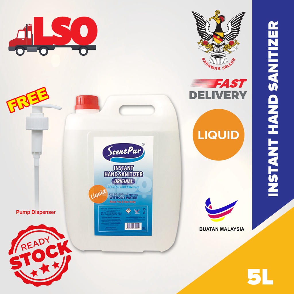 ScentPur Instand Hand Sanitizer Sanitiser Drum Tin 5L Liquid Type Gel