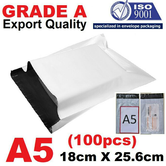 🔥READY STOCK🔥 18*26CM 100 pcs A5 White Courier Bag With Pocket (saiz
