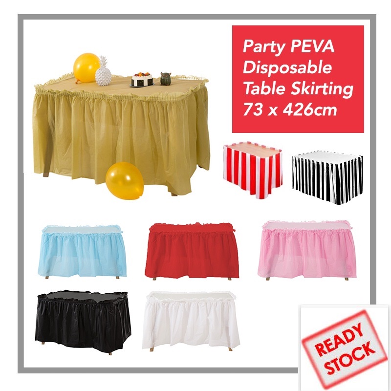 Disposable PEVA Party Table Skirting Meja Birthday Festival Decoration