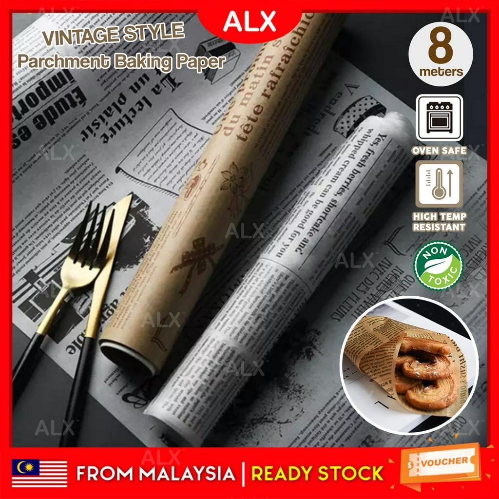 ALX 8 Meters Baking Paper Oil Absorb Parchment Paper Oven Safe Non