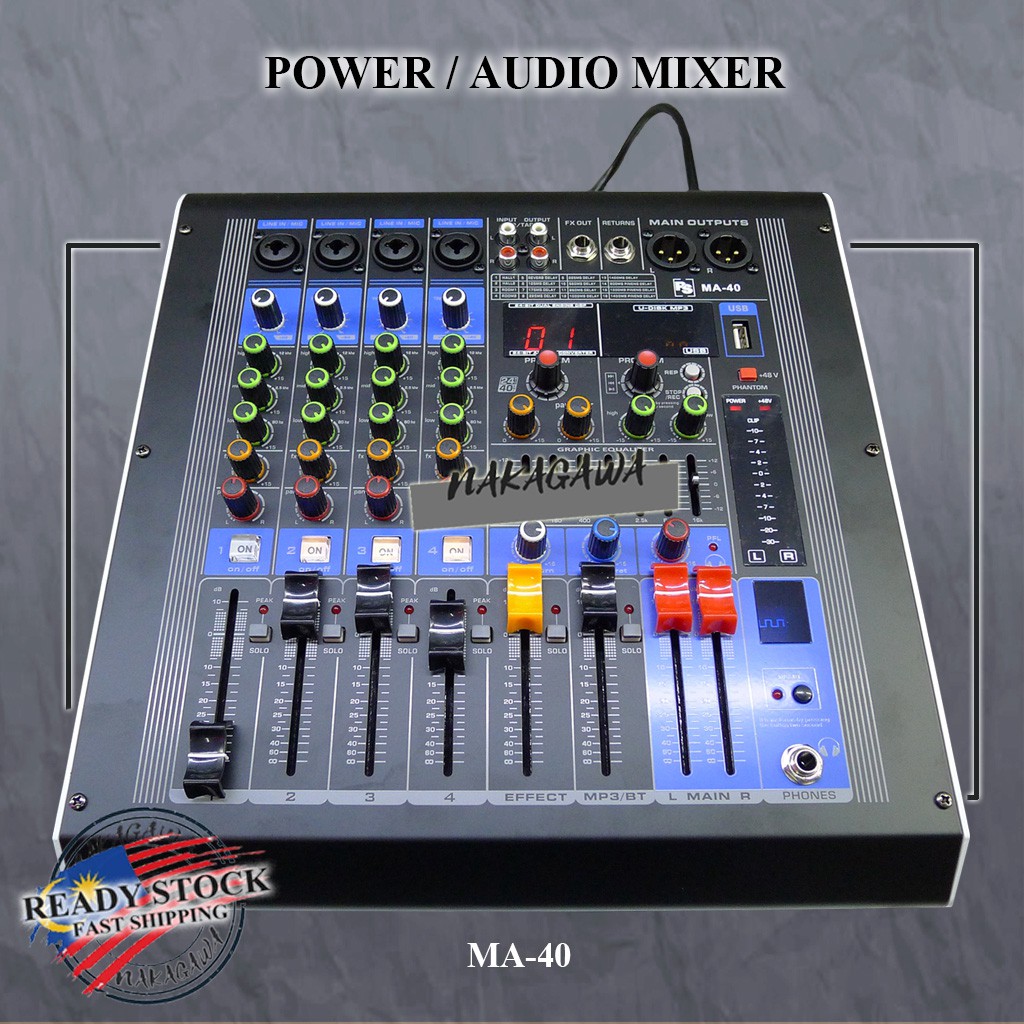 PRO SOUND MA-40 350W X2 4 CHANNEL POWERED MIXER WITH BLUETOOTH & USB ...
