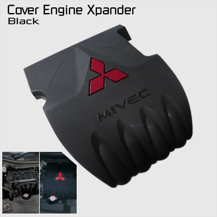 HITAM Mitsubishi Xpander Engine Cover Black carbon Embossed Logo ...