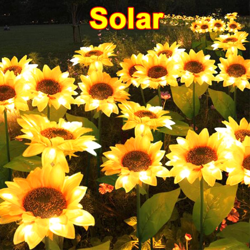 ( ১ পিচ সোলার লাইট ) Three Head Solar Sunflower Light LED