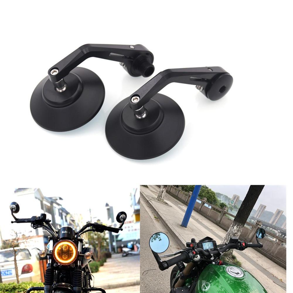 Black CNC Aluminium Round Handlebar End Side Mirror with Thread Inside ...