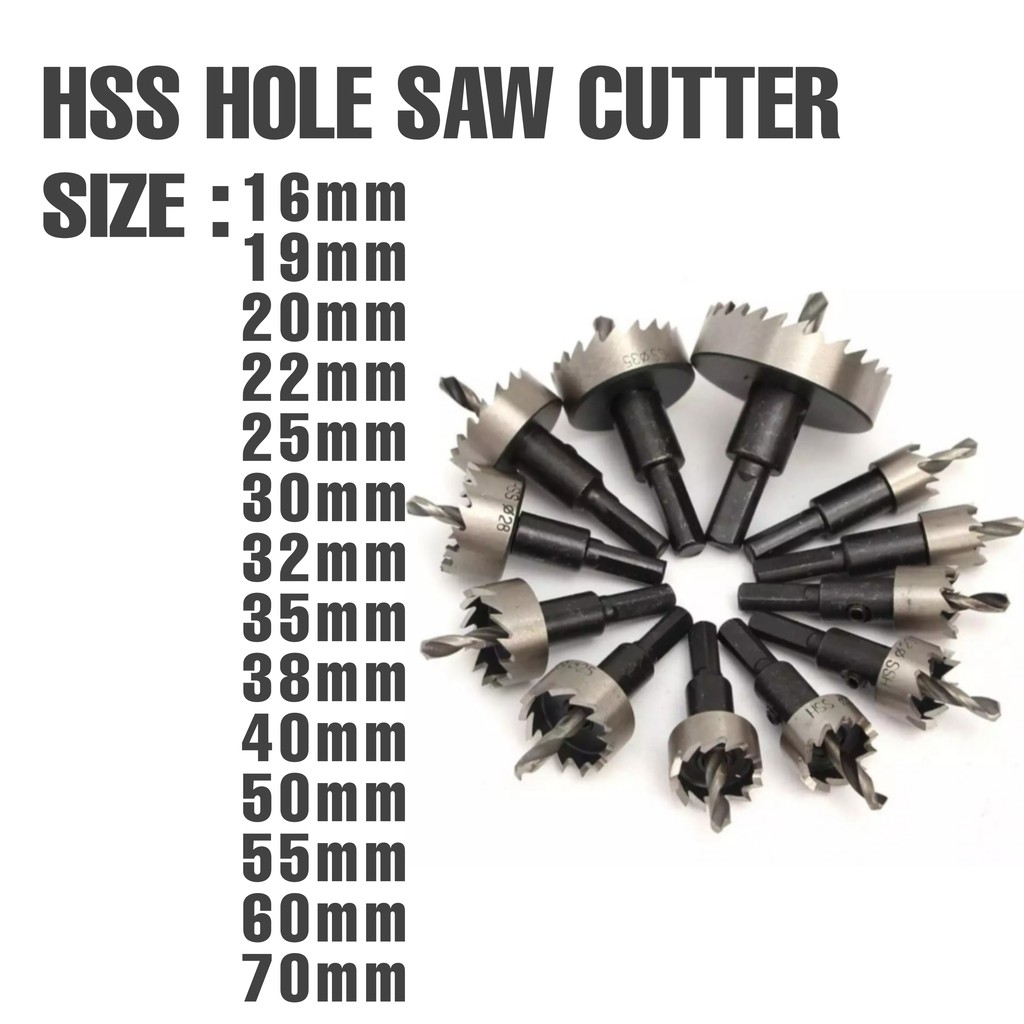 Hole saw deals cutter size