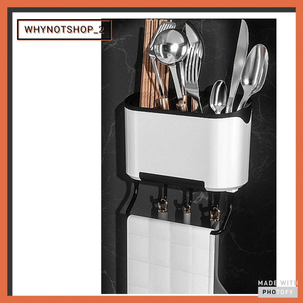 [Ready Stock] No Drill Wall Mounted Utensil Rack Drainer /Rak Perkakas