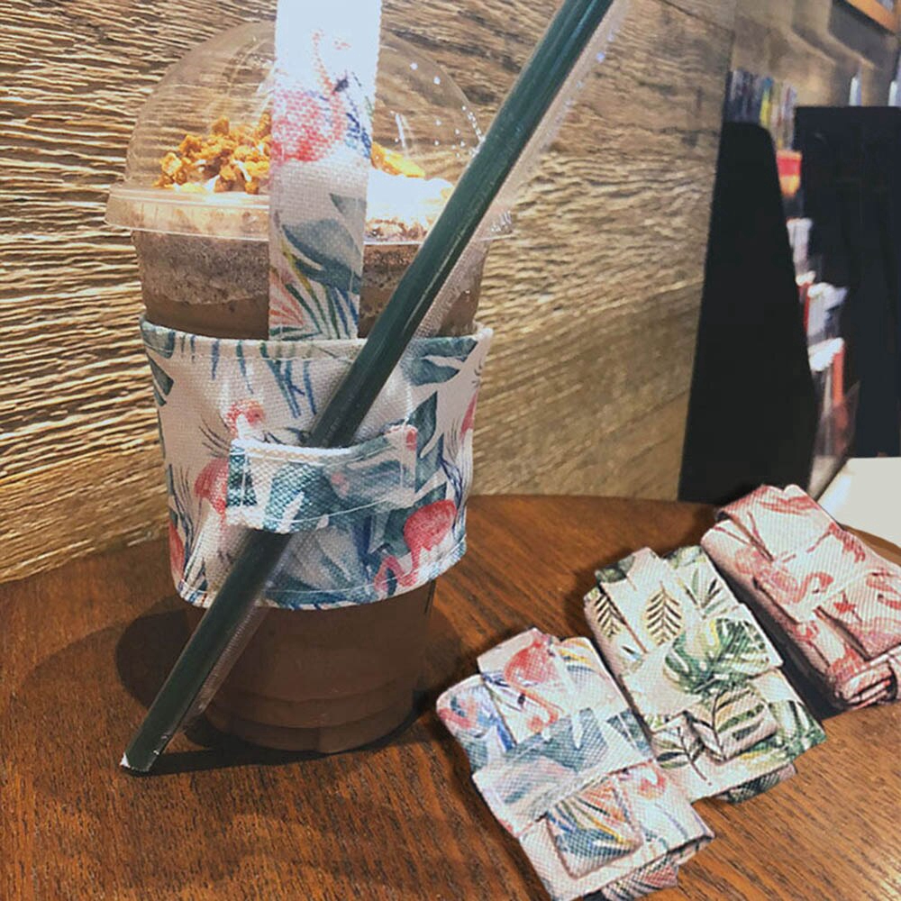 Portable Flamingo Pattern Beverage Cup Bag EcoFriendly Tea Milk Juice