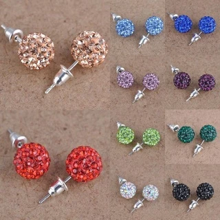 STUD HOOK OR CLIP ON 10mm SHAMBALLA STUD EARRINGS CRYSTAL CLAY