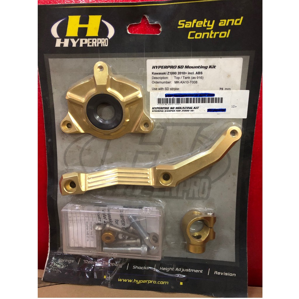 Hyperpro Steering Damper Mounting Kit Gold Kawasaki Z1000 201013