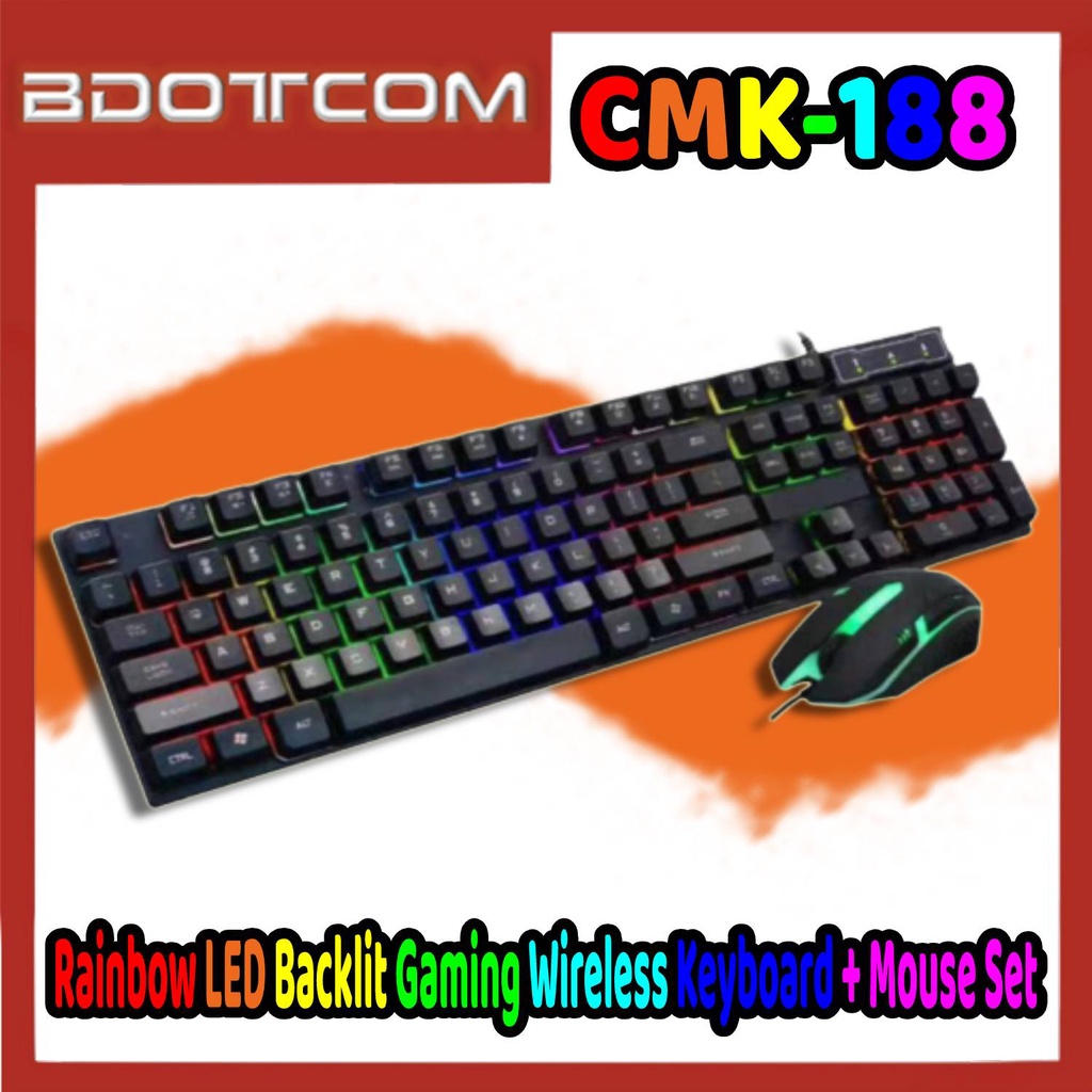 [Ready Stock] CMK188 Rainbow LED Backlit Gaming Wireless Keyboard