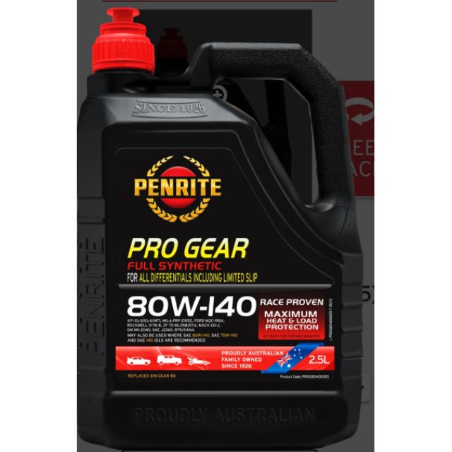Penrite PRO GEAR Gear Oil 80W140 FULL SYNTHETIC TRANSMISSION FLUIDS