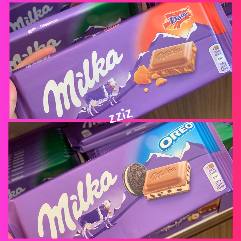 Milka 100 Alpine Milk Chocolate Oreo Max Daim Toffee Whole Nuts Whole