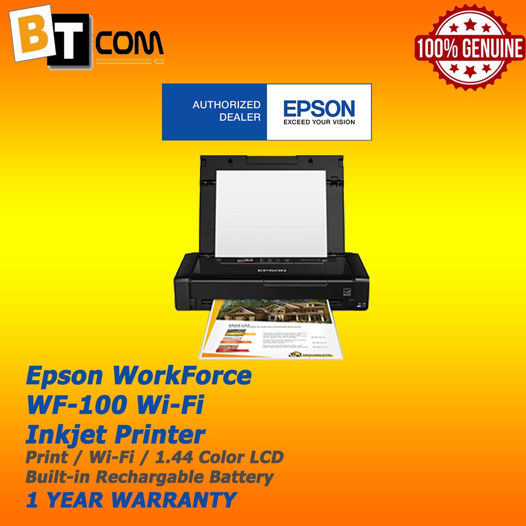 Pre Order 14days Epson Workforce Wf 100 Wi Fi Portable Inkjet Printer With Built In 7131