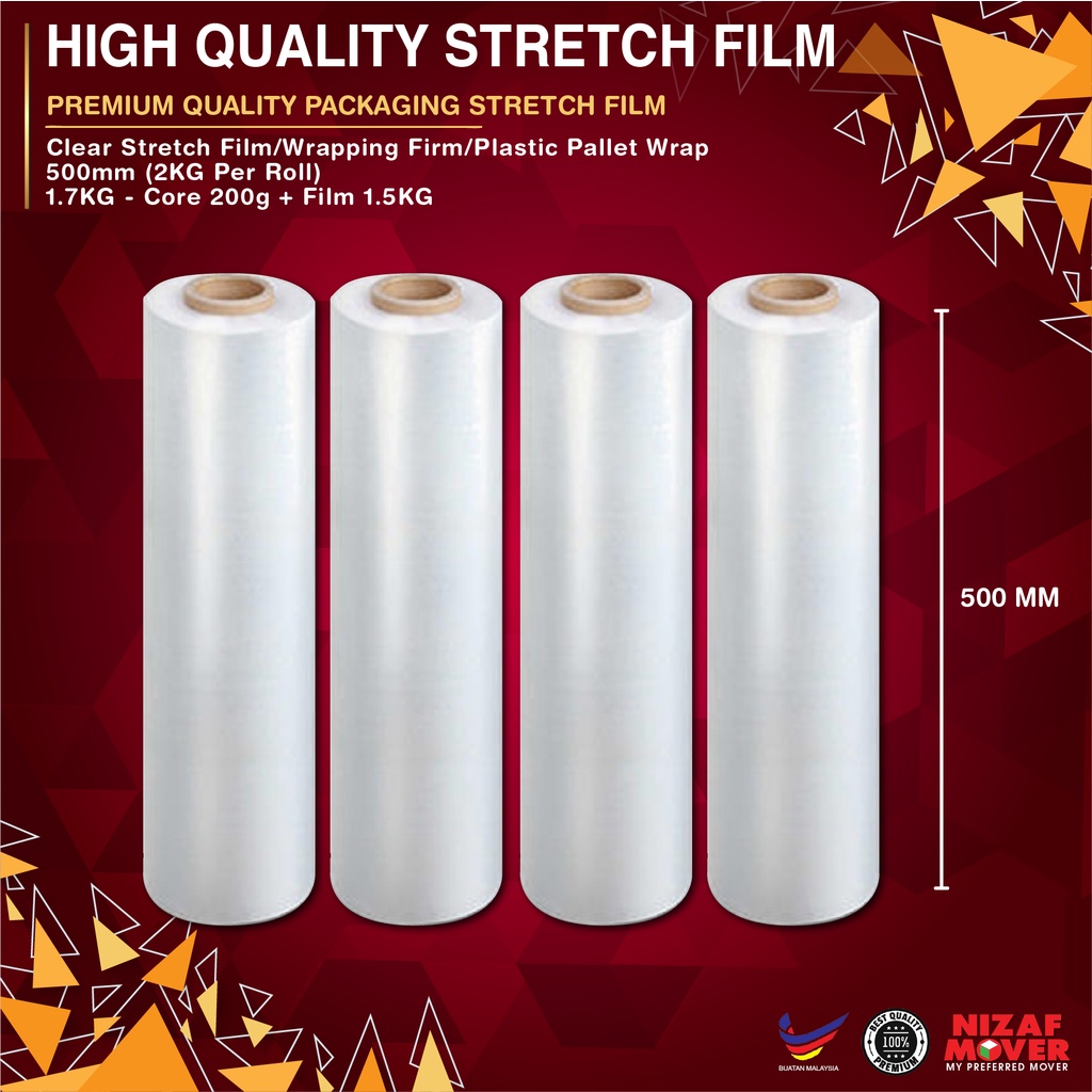 Clear Stretch Film/Wrapping Firm/Plastic Pallet Wrap 500mm | Shopee