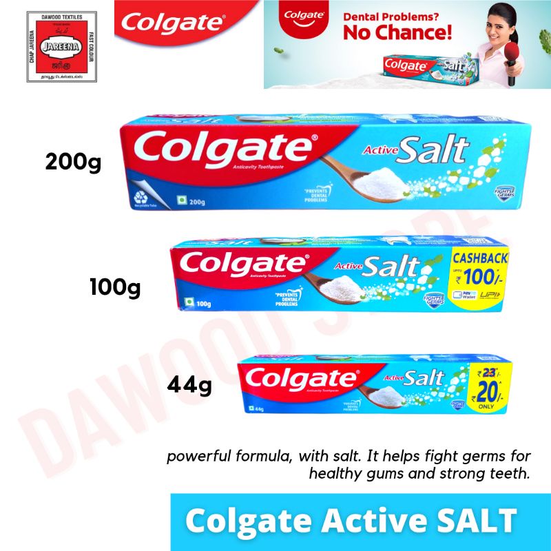 Colgate Active SALT 200g, 100g, 44g | Prevents Dental Problems | Shopee ...
