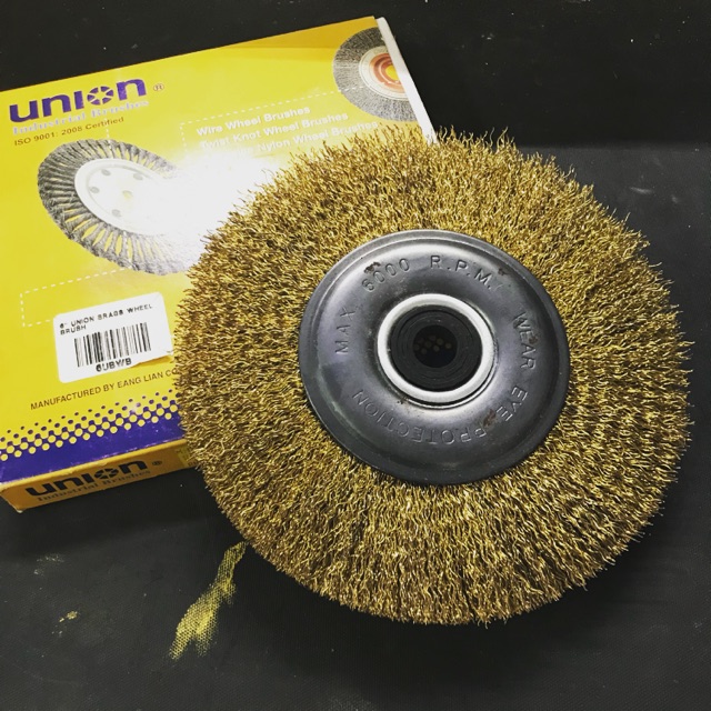 8 INCH ROUND BRASS WIRE BRUSH WHEEL FOR BENCH GRINDER | RUST/PAINT REMOVAL  