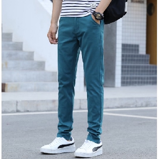 Men Slim Fit Seluar Slack Stretch Cotton Casual Pants Chinos Elastic Cotton  Long Trousers