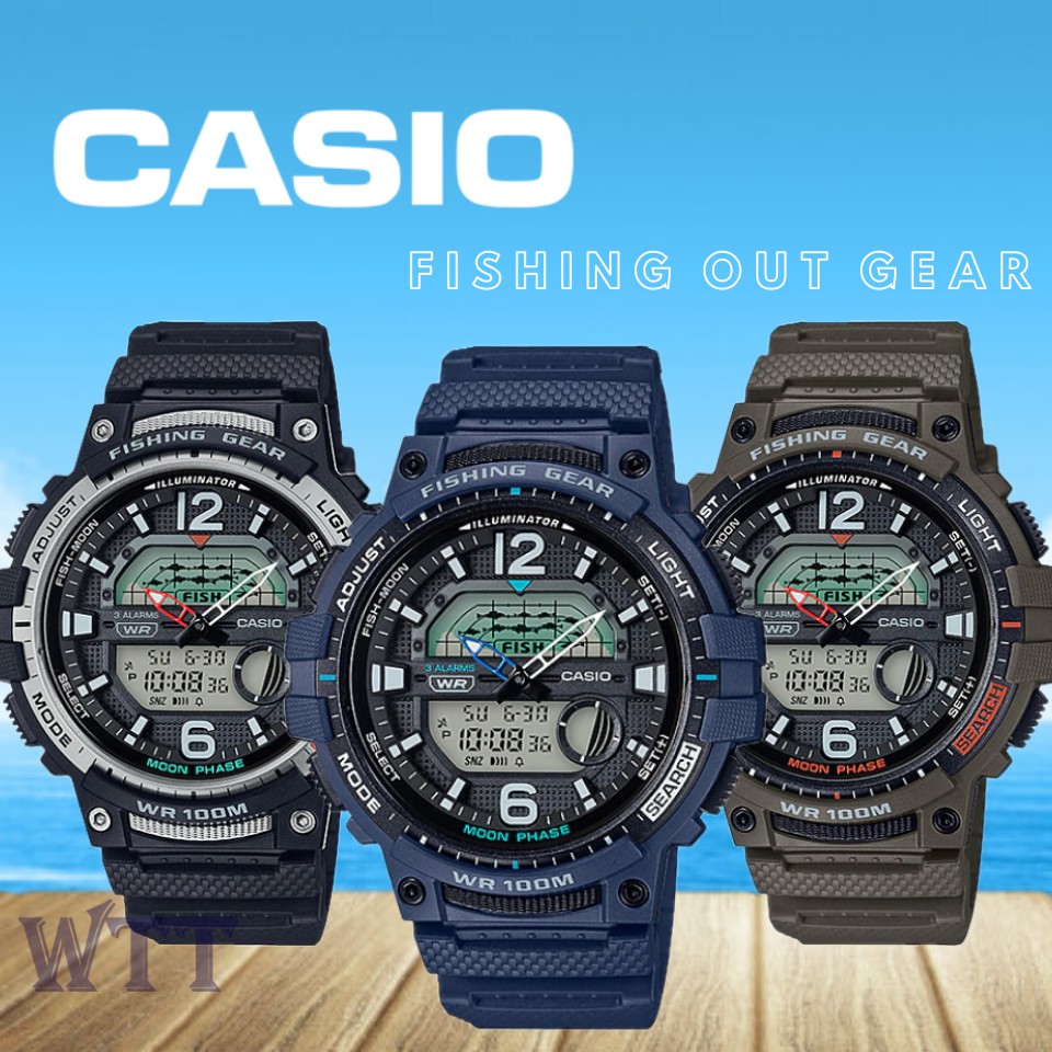 Casio Fishing Timer and Moon Graph Watch, Green 