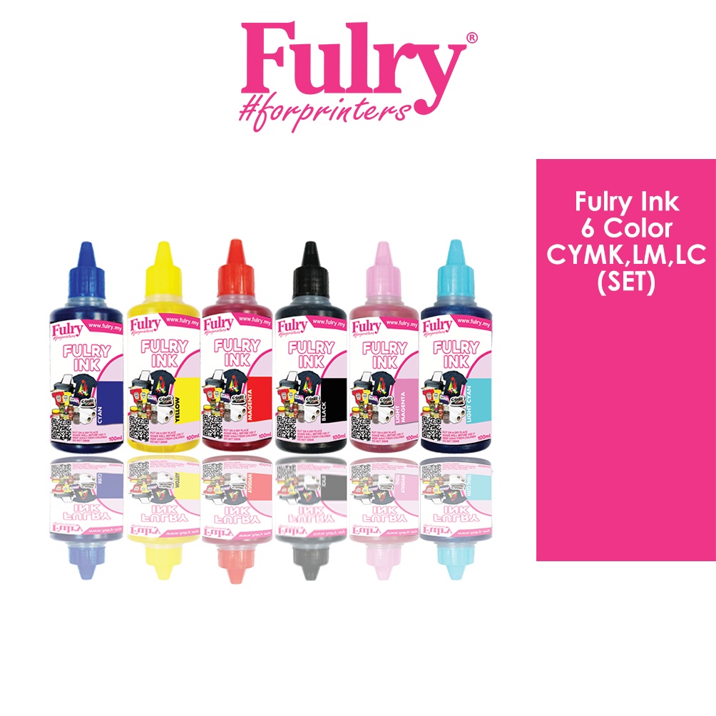 FULRY Ink 6 Colors for T-Shirt Printing / Sticker Printing / Card ...