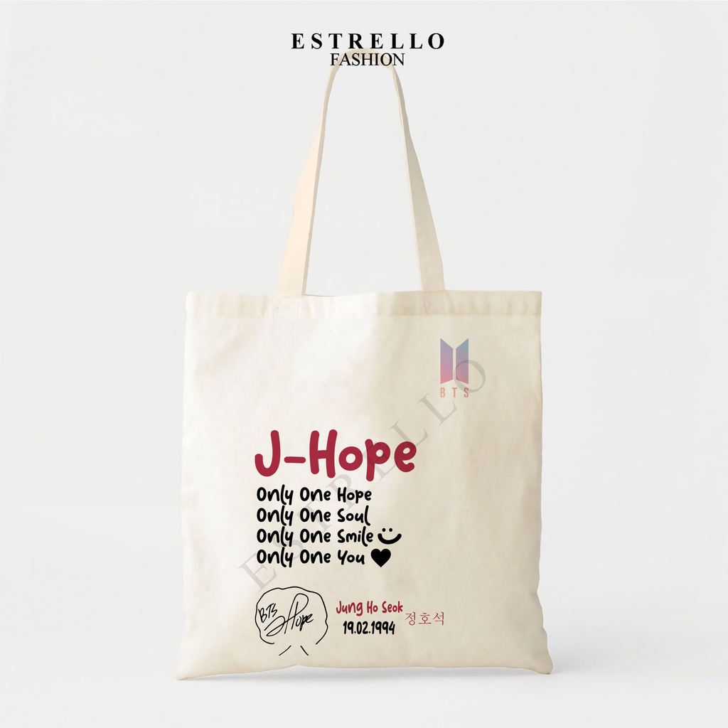 Estrello Fashion ToteBag BTS Jimin Jungkook Taehyung RM Jin Suga Jhope Kpop Korea Army