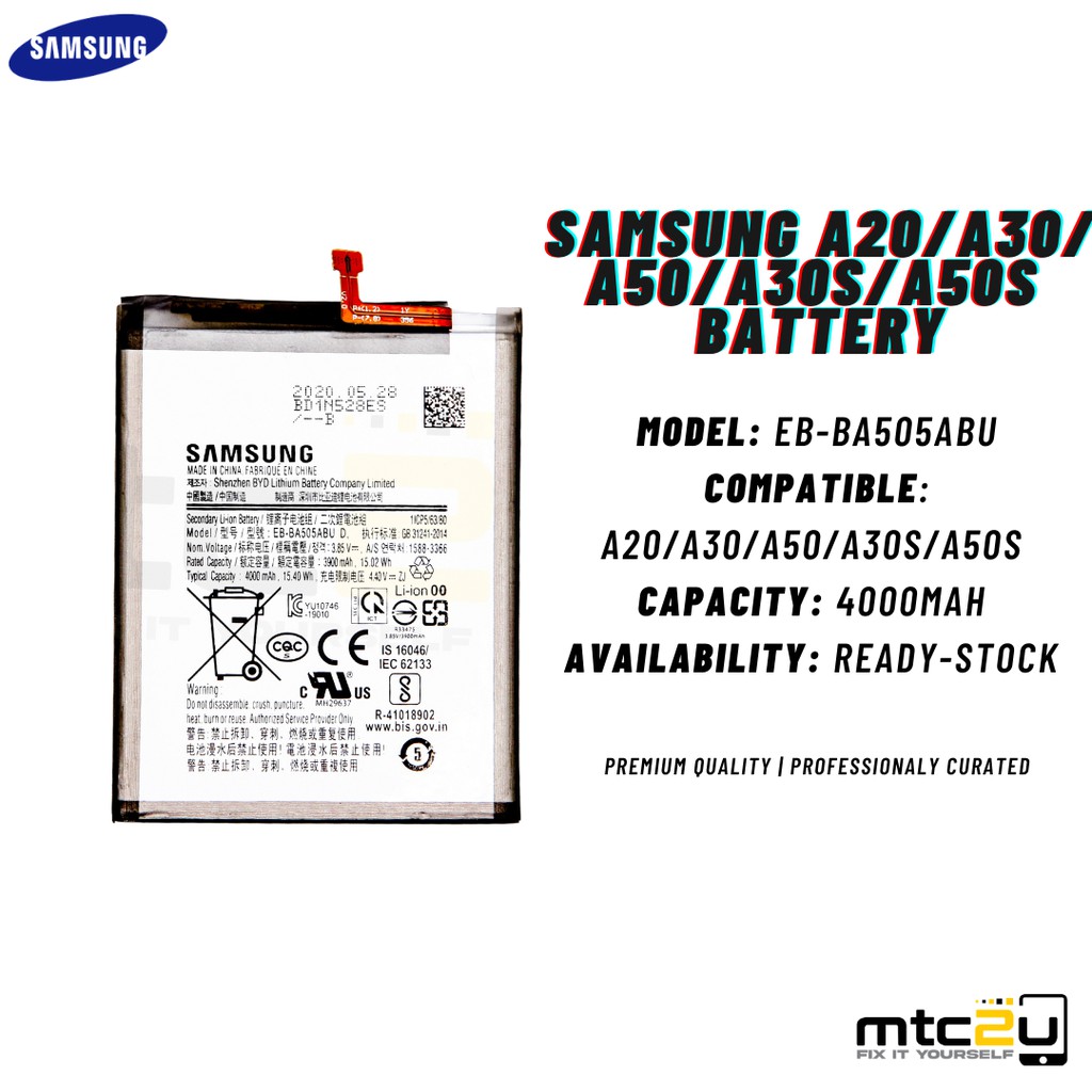 BATTERYSAMSUNG A20/A30/A50/A30S/A50S (EBBA505ABU)/BATERISAMSUNG A20