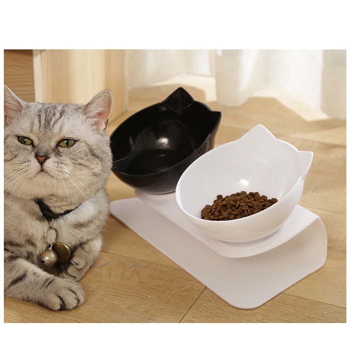 Double cat food bowl sale