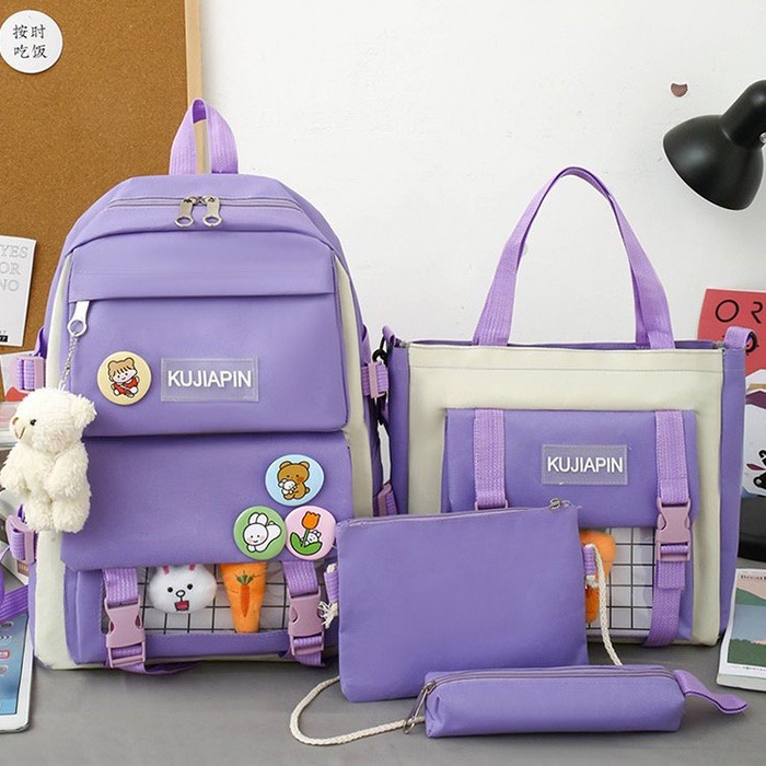 4in1 Set Backpack Shoulder Bag Beg Sekolah Travel Backpack Beg Tangan Shopee Malaysia