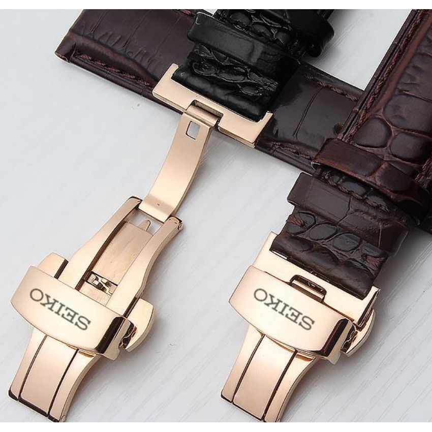 ready stock✘♂♙Seiko crocodile grain leather watch with No. 5 male strap  accessories 18 20 22mm butterfly buckle bracelet | Shopee Malaysia