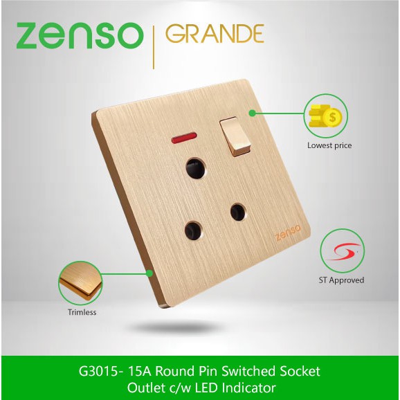 READY STOCK!! [SIRIM] ZENSO Switch - Grande Gold Switches & Sockets ...